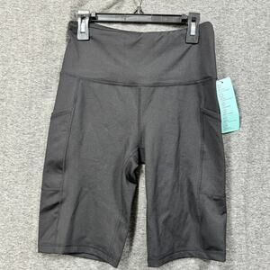 Ideology Womens Activewear Biker Shorts Size XS Black Side Pockets 10 in Inseam